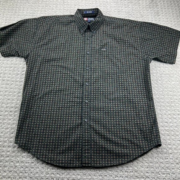 Vintage CHAPS Ralph Lauren Button Down Shirt Men Large L Brown Black Checkered - Picture 1 of 7